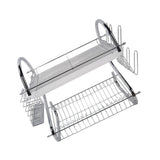 Dish Rack 2 Tier Bowl Dish Drainer Neat Organization Rust Prevention Kitchen Drying Rack Water Cup Style