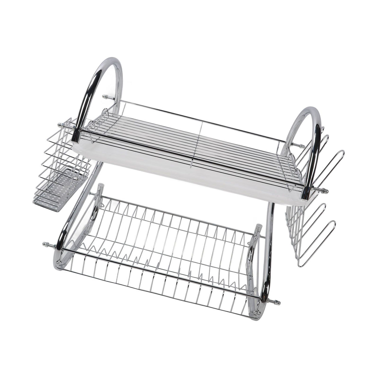 Dish Rack 2 Tier Bowl Dish Drainer Neat Organization Rust Prevention Kitchen Drying Rack Water Cup Style