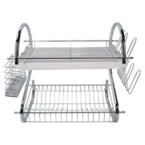 Dish Rack 2 Tier Bowl Dish Drainer Neat Organization Rust Prevention Kitchen Drying Rack Water Cup Style