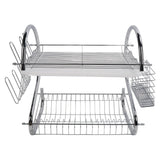 Dish Rack 2 Tier Bowl Dish Drainer Neat Organization Rust Prevention Kitchen Drying Rack Water Cup Style - Low Angle