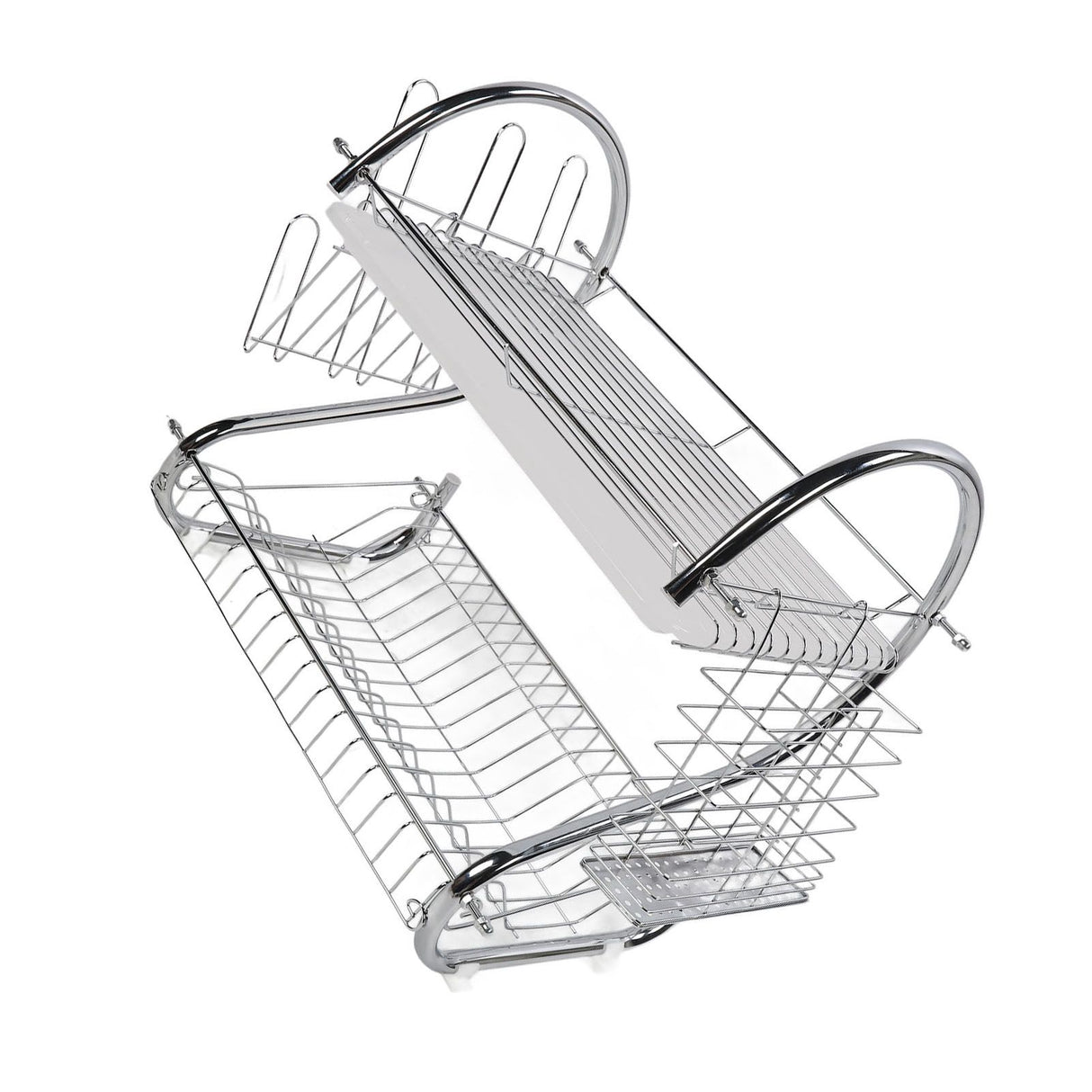 Dish Rack 2 Tier Bowl Dish Drainer Neat Organization Rust Prevention Kitchen Drying Rack Water Cup Style
