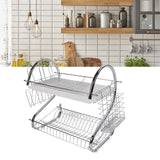 Dish Rack 2 Tier Bowl Dish Drainer Neat Organization Rust Prevention Kitchen Drying Rack Water Cup Style