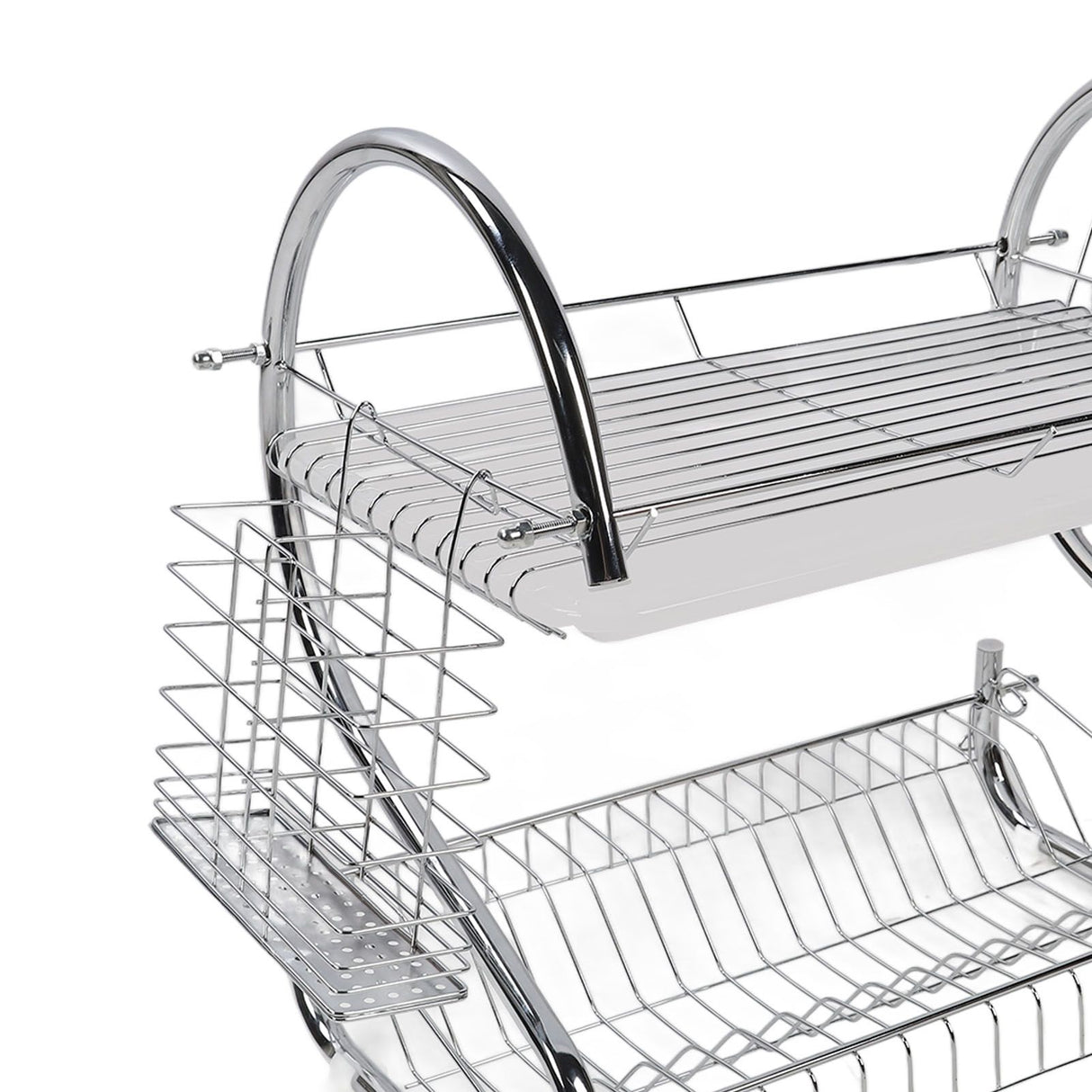 Dish Rack 2 Tier Bowl Dish Drainer Neat Organization Rust Prevention Kitchen Drying Rack Water Cup Style