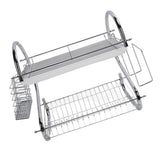 Dish Rack 2 Tier Bowl Dish Drainer Neat Organization Rust Prevention Kitchen Drying Rack Cutting Board Style - Front View