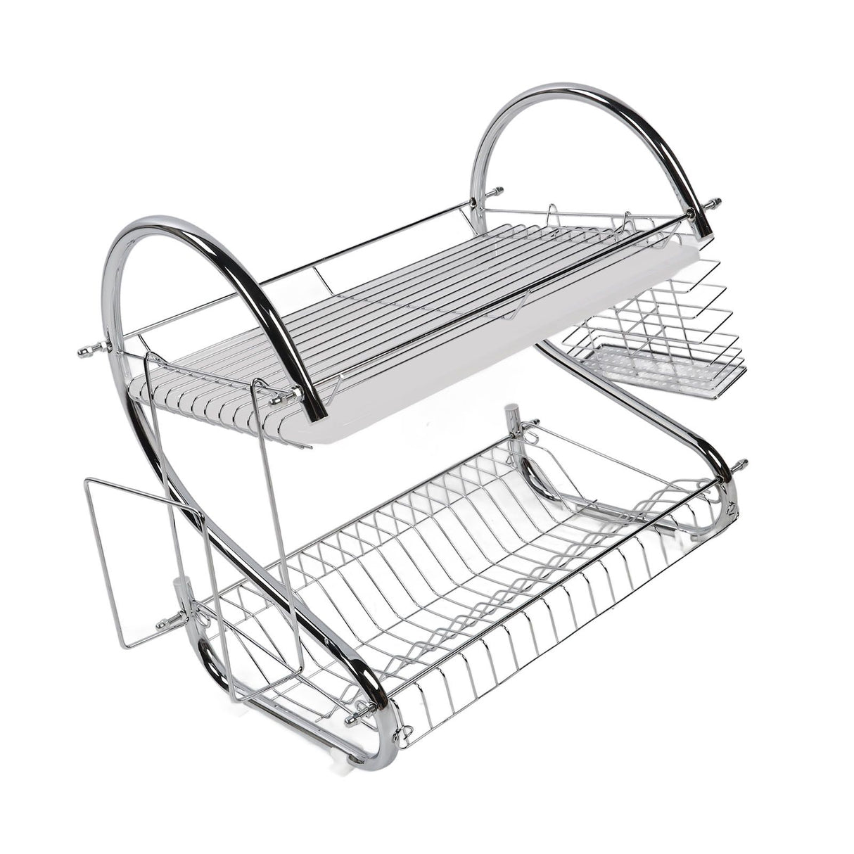 Dish Rack 2 Tier Bowl Dish Drainer Neat Organization Rust Prevention Kitchen Drying Rack Cutting Board Style
