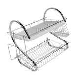 Dish Rack 2 Tier Bowl Dish Drainer Neat Organization Rust Prevention Kitchen Drying Rack Cutting Board Style