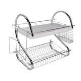 Dish Rack 2 Tier Bowl Dish Drainer Neat Organization Rust Prevention Kitchen Drying Rack Cutting Board Style - Top-Down View