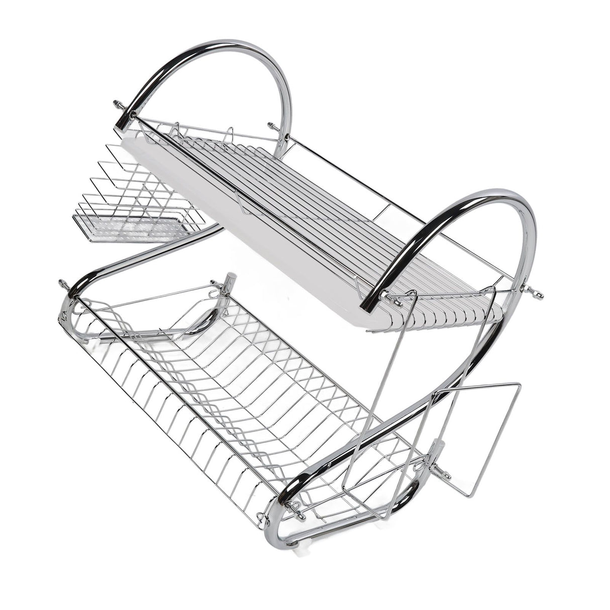 Dish Rack 2 Tier Bowl Dish Drainer Neat Organization Rust Prevention Kitchen Drying Rack Cutting Board Style