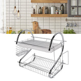 Dish Rack 2 Tier Bowl Dish Drainer Neat Organization Rust Prevention Kitchen Drying Rack Cutting Board Style - Extra Image