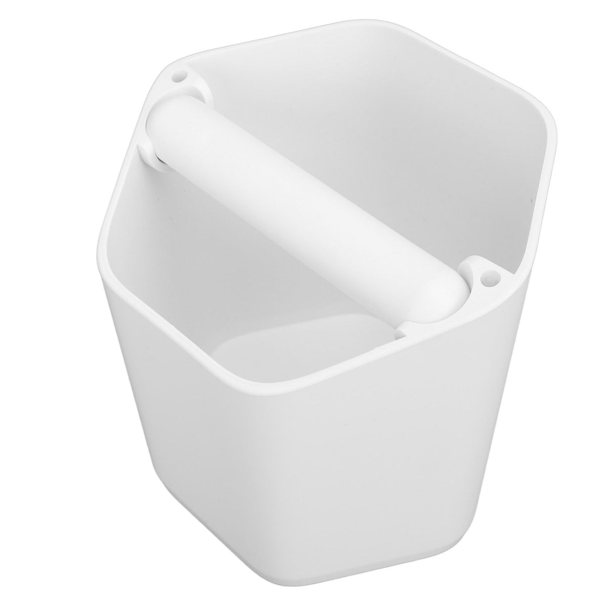 Coffee Knock Box Large Capacity Coffee Grounds Knock Box with Knock Bar and Nonslip Base White