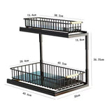 Under Sink Cabinet Shelf Multifunctional Slide Out Double Layer Spice Drawer Storage Sink Shelf for Bathroom Kitchen Black