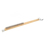 Pizza Oven Brush with Hanging Hole Bamboo Handle Wire BBQ Grill Cleaning Brush with Scraper - Extra Image