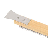 Pizza Oven Brush with Hanging Hole Bamboo Handle Wire BBQ Grill Cleaning Brush with Scraper