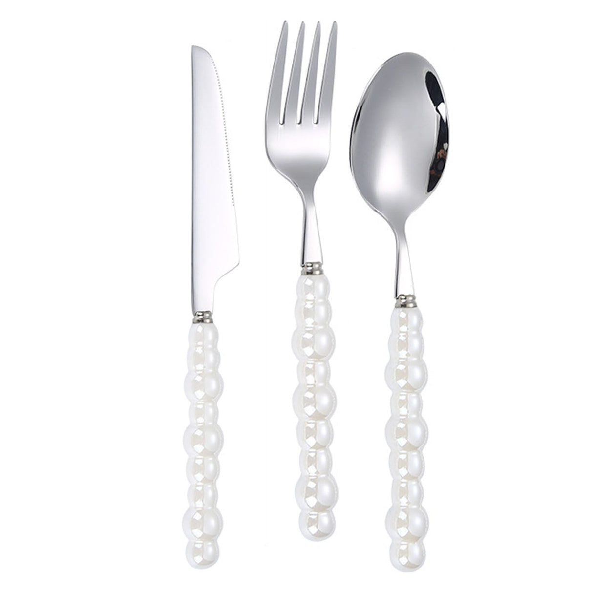 Flatware Cutlery Set Spoons Forks Knifes Utensils Tableware Sets with Ceramic Pearl Handles for Home Restaurant Hotel