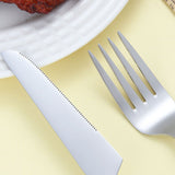 Flatware Cutlery Set Spoons Forks Knifes Utensils Tableware Sets with Ceramic Pearl Handles for Home Restaurant Hotel - Close-Up Angle