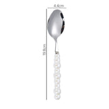 Flatware Cutlery Set Spoons Forks Knifes Utensils Tableware Sets with Ceramic Pearl Handles for Home Restaurant Hotel