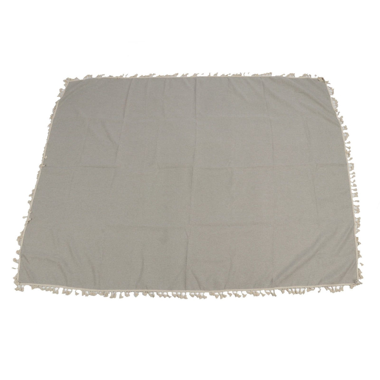 Rectangle Tablecloth Polyester Fiber Decorative Table Cover with Tassel Lace for Home Restaurant Hotel Beige Gray 140x180cm/55.1x70.9in
