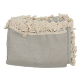 Rectangle Tablecloth Polyester Fiber Decorative Table Cover with Tassel Lace for Home Restaurant Hotel Beige Gray 140x180cm/55.1x70.9in - Close-Up Angle