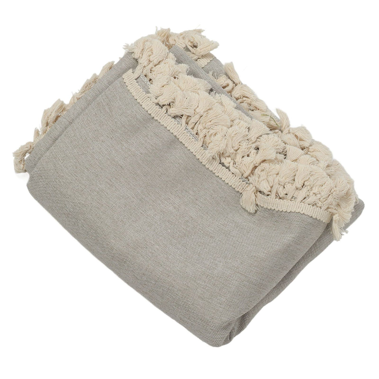Rectangle Tablecloth Polyester Fiber Decorative Table Cover with Tassel Lace for Home Restaurant Hotel Beige Gray 140x180cm/55.1x70.9in