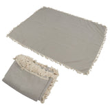 Rectangle Tablecloth Polyester Fiber Decorative Table Cover with Tassel Lace for Home Restaurant Hotel Beige Gray 140x180cm/55.1x70.9in - Extra Image
