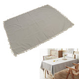 Rectangle Tablecloth Polyester Fiber Decorative Table Cover with Tassel Lace for Home Restaurant Hotel Beige Gray 140x180cm/55.1x70.9in