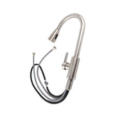 Kitchen Hot Cold Mixing Sink Faucet with Pull Down Sprayer 304 Stainless Steel Kitchen Sink Pull Out Faucet - Rear View