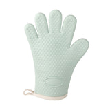 Thickened Silicone Anti Scalding Oven Glove Heat Resistant Silicone Cooking Glove for Microwave Oven Toaster Mint Green - Front View