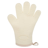 Thickened Silicone Anti Scalding Oven Glove Heat Resistant Silicone Cooking Glove for Microwave Oven Toaster Ivory White