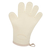 Thickened Silicone Anti Scalding Oven Glove Heat Resistant Silicone Cooking Glove for Microwave Oven Toaster Ivory White - Front View
