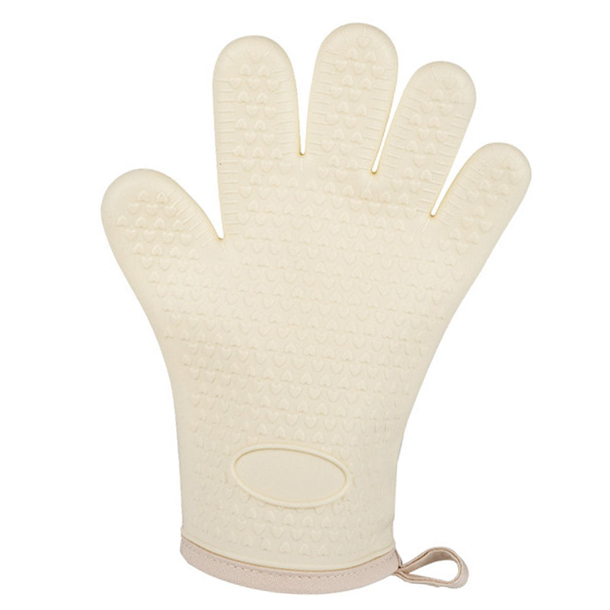 Thickened Silicone Anti Scalding Oven Glove Heat Resistant Silicone Cooking Glove for Microwave Oven Toaster Ivory White