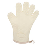 Thickened Silicone Anti Scalding Oven Glove Heat Resistant Silicone Cooking Glove for Microwave Oven Toaster Ivory White