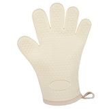 Thickened Silicone Anti Scalding Oven Glove Heat Resistant Silicone Cooking Glove for Microwave Oven Toaster Ivory White - Top-Down View