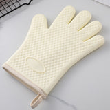 Thickened Silicone Anti Scalding Oven Glove Heat Resistant Silicone Cooking Glove for Microwave Oven Toaster Ivory White - 45-Degree Angle