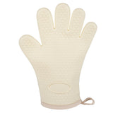 Thickened Silicone Anti Scalding Oven Glove Heat Resistant Silicone Cooking Glove for Microwave Oven Toaster Ivory White - Rear View