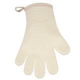 Thickened Silicone Anti Scalding Oven Glove Heat Resistant Silicone Cooking Glove for Microwave Oven Toaster Ivory White