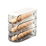 3PCS Egg Container For Refrigerator Plastic Stackable Auto Rolling Egg Holder Storage Box for Household White - Front View