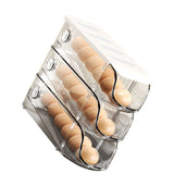 3PCS Egg Container For Refrigerator Plastic Stackable Auto Rolling Egg Holder Storage Box for Household White