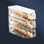 3PCS Egg Container For Refrigerator Plastic Stackable Auto Rolling Egg Holder Storage Box for Household White