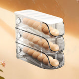 3PCS Egg Container For Refrigerator Plastic Stackable Auto Rolling Egg Holder Storage Box for Household White - Rear View