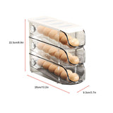 3PCS Egg Container For Refrigerator Plastic Stackable Auto Rolling Egg Holder Storage Box for Household White