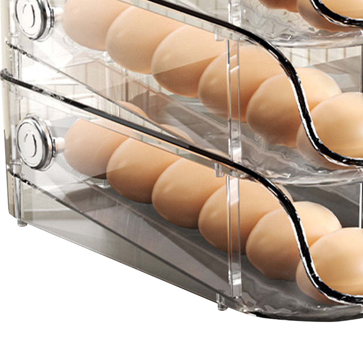 3PCS Egg Container For Refrigerator Plastic Stackable Auto Rolling Egg Holder Storage Box for Household White