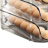 3PCS Egg Container For Refrigerator Plastic Stackable Auto Rolling Egg Holder Storage Box for Household White