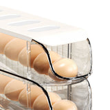 3PCS Egg Container For Refrigerator Plastic Stackable Auto Rolling Egg Holder Storage Box for Household White