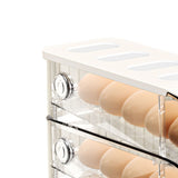 3PCS Egg Container For Refrigerator Plastic Stackable Auto Rolling Egg Holder Storage Box for Household White