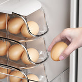 3PCS Egg Container For Refrigerator Plastic Stackable Auto Rolling Egg Holder Storage Box for Household White