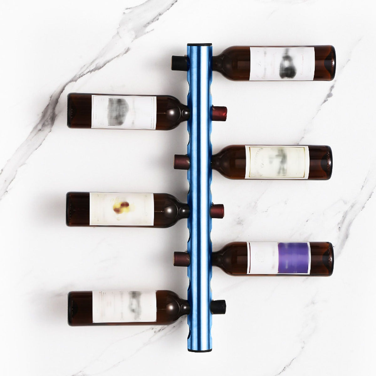 8 Holes Stainless Steel Wall Mounted Wine Rack Wall Bar Wine Bottle Rack Red Wine Storage Rack Blue