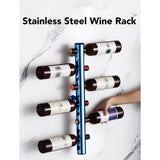 8 Holes Stainless Steel Wall Mounted Wine Rack Wall Bar Wine Bottle Rack Red Wine Storage Rack Blue