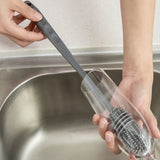 Silicone Bottle Brush Durable Long Handle Baby Bottle Cleaning Brush for Home Kitchen Office Long Grey - Extra Image