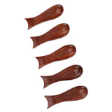 5Pcs Wooden Fish Shape Chopstick Rest Stand Rack Spoon Fork Knife Holder Wooden Chopstick Holder - Front View