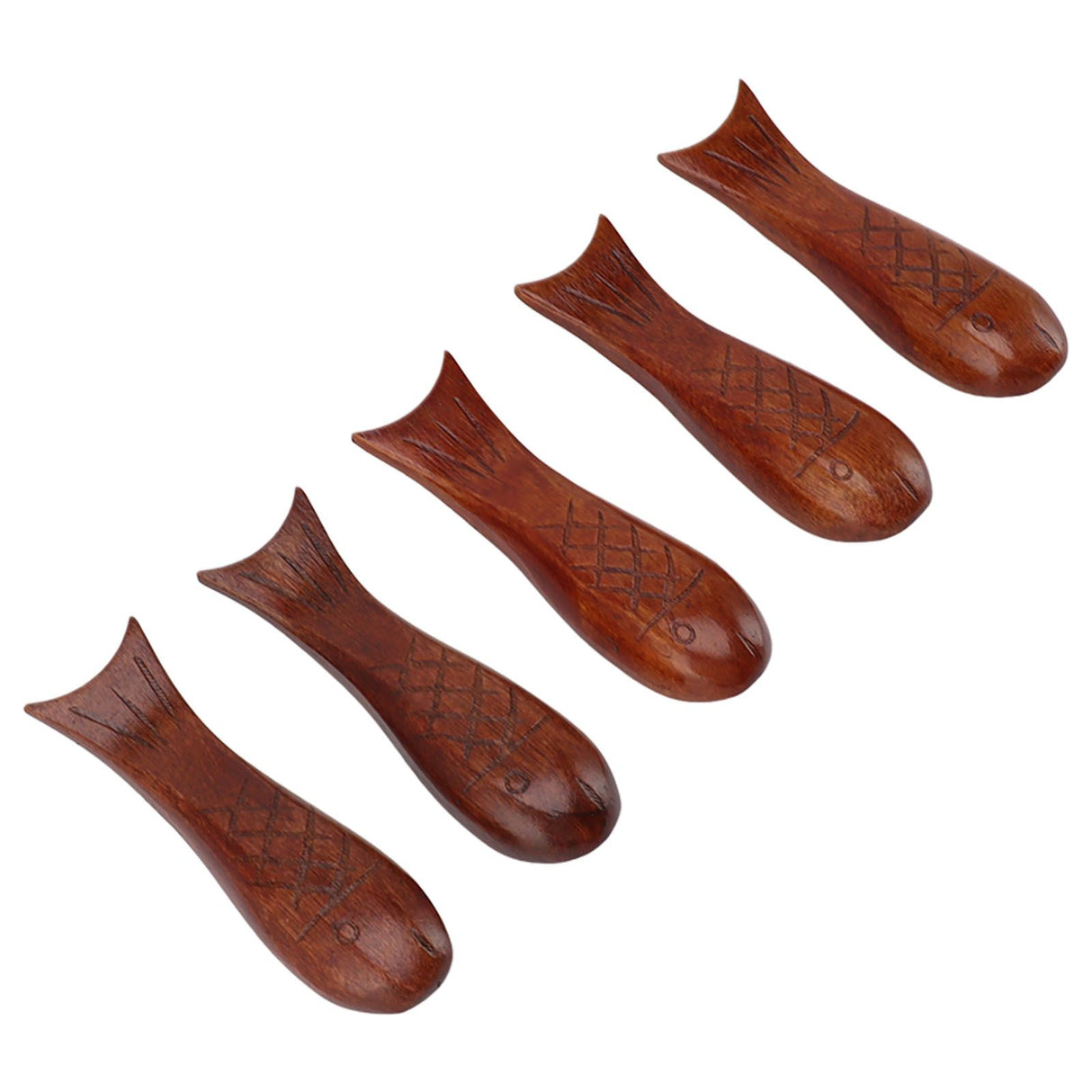 5Pcs Wooden Fish Shape Chopstick Rest Stand Rack Spoon Fork Knife Holder Wooden Chopstick Holder